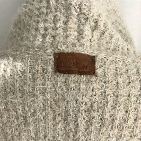 POL Women oatmeal Beige Fuzzy Knit Open Front Long Cardigan Pockets Medium - Picture 7 of 8